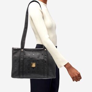 Vintage MCM Monogram Black Nylon Shopping Tote